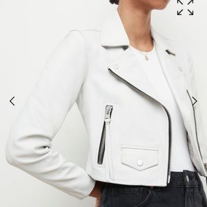 All Saints Elora Leather Cropped Biker Jacket